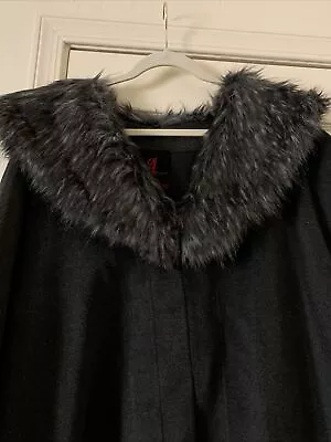 A By Adrienne Landau Cashmere-Like Cape-Removable Faux Fur Collar   2X 3X • $68.50