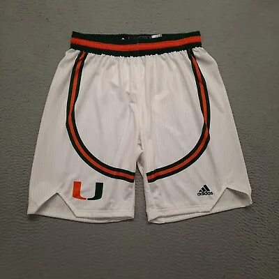 Adidas Miami Hurricanes Mens Basketball Shorts Size Large White Game NCAA • $49.45