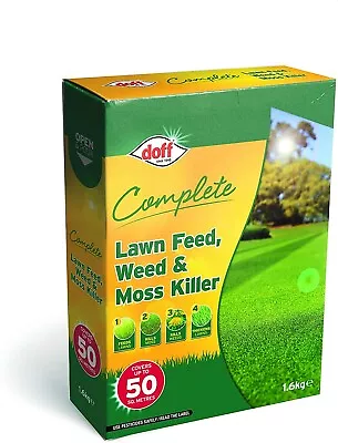 3 In 1 Doff Complete Lawn Feedweed Killer & Moss Killer 50 Patches 1.6kg • £8.95