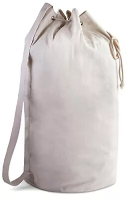 Handy Laundry Canvas Duffel Bag - Drawstring Leather Closure Shoulder Strap. • $16.12