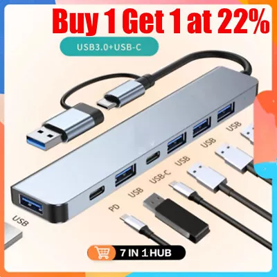 7 In 1 Multiport USB-C Hub Type C To USB 3.0 4K HDMI Adapter For Macbook Pro/Air • £6.67