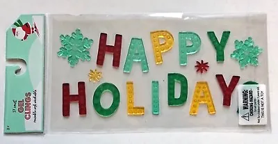  HAPPY HOLIDAYS Window Gel Clings Classroom Decor Xmas Winter Snowflakes • $6.95