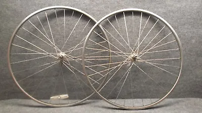 Vintage 80's 700c Road Bike Alloy Silver Wheel Set Araya F/W QR • $124.99