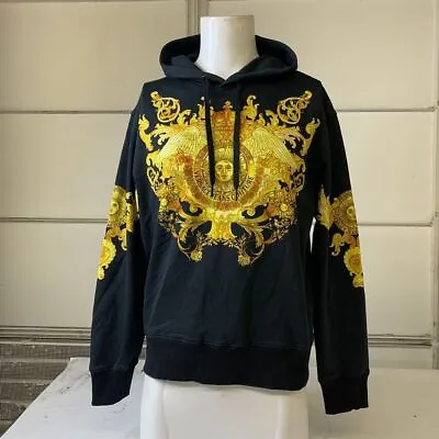 VERSACE Panel Baroque Hoodie Men's Size L Black • $431.25