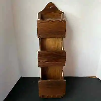 3 Tier Wood Mail Key Holder Wall Hanging Vintage 20” • $19.99