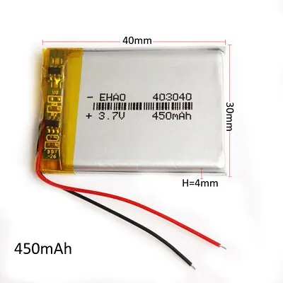 3.7V 450mAh Lipo Polymer Rechargeable Battery For MP3 MID GPS Bluetooth 403040 • £7.19