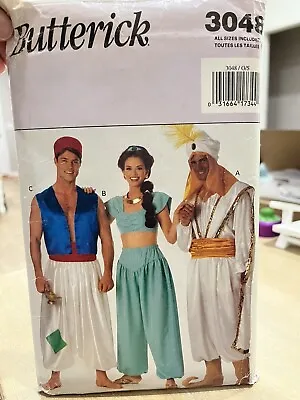 Butterick 3048 Genie Aladdin Jasmine Cosplay Costume Pattern UNCUT Men Misses • $36