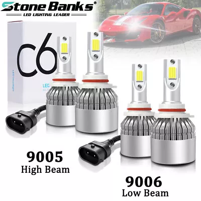 9005 9006 LED Headlights Kit Combo Bulbs 6500K High Low Beam Super White Bright • $15.19