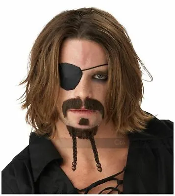 California Costume Moustache The Rogue Dark Brown Pirate • $9.88