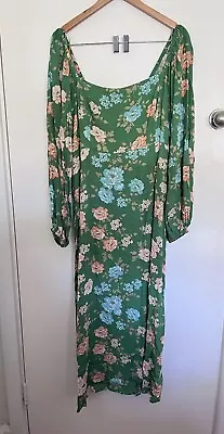 Sportsgirl Size 18 Ladies Green Floral Square Neck Maxi Dress BNWT • $45