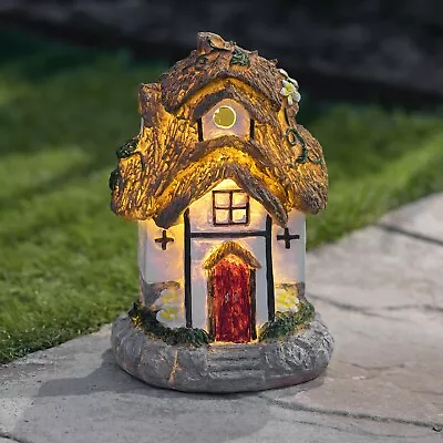 £11.95 • Buy Solar Powered Light Fairy Garden Ornament House LED Lamp Patio Decoration Statue
