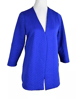 Slinky Brand Women's Open Front Cardigan Topper Shrug Top Quilted Blue Small S • $17.32