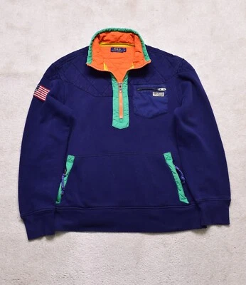 £44 • Buy Polo Ralph Lauren Navy Green Zip Sweater Size XL