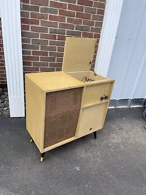 Voice Of Music Mid Century Record Player Cabinet 33x15x31 Powers Turntable Spins • $192.50