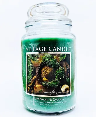 1 Village Candle CARDAMOM CYPRESS Large 2-Wick Classic Jar Candle 21.25 Oz • $24.99