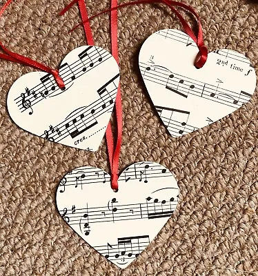 Handmade Vintage Sheet Music Gift Tag Hearts Christmas/birthday (10 Pack) • £3.99