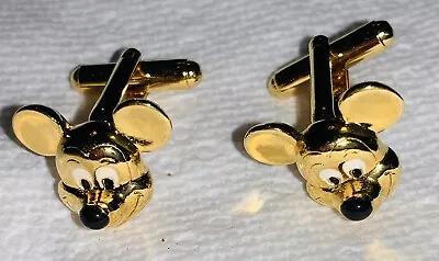 Beautiful Heavy Disney Mickey Mouse Cufflinks Goldtone Black Nose (uk) • $29.99