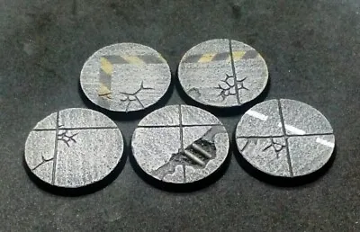 40mm Resin Bases X5 Concrete Urban Industrial For Warhammer 40k (unpainted) • £4.99