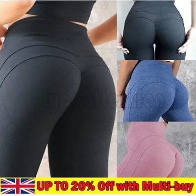 £5.99 • Buy Womens Bum Lift Leggings High Waist Fitness Yoga Pants Ruched Push Up Trousers.