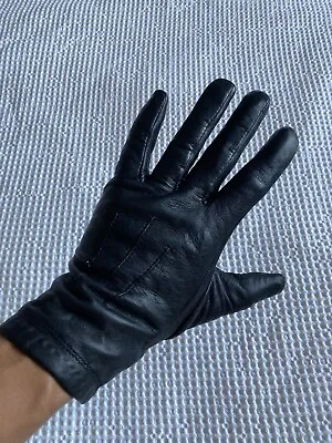 Classic Black Leather Gloves - Size: S/M - From Accesorize - Perfect Condition • £12