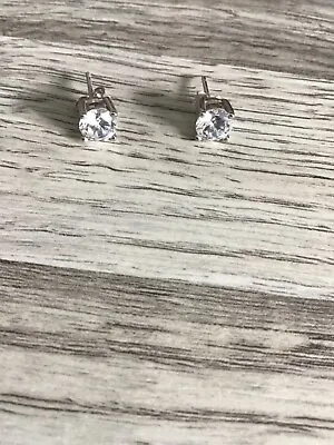 Qvc Cubic Zirconia 5mm Square Silver Stud Earrings With Butterfly Backs • £19.99