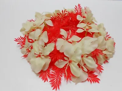 Vintage Christmas Wreath Candle Ring Plastic Red Foliage White Flowers 10  D • $23.24