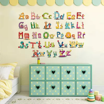  Removable Cartoon Alphabet Letters Wall Stickers Self-adhesive Wall Decals For • £8.69