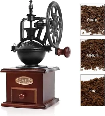 Manual Coffee Bean Grinder Vintage Wooden Hand Coffee Grinder Roller Coffee Mill • $40.28