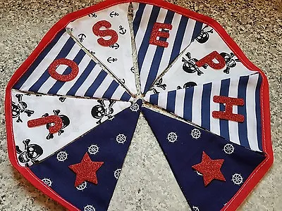 Personalised Bunting-pirate Nautical Style- Any Name-£1 Per Flag Free P&p • £1