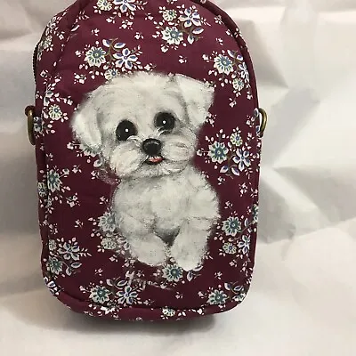 Maltese Puppy Hand Painted Mini Shoulder Bag • $87.50