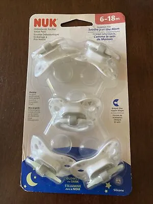 NUK Ortho Pacifier Val Pack~6-18 Mos~Glow In The Dark Lot Of 5~NIP~FREE SHIP! • $18.99