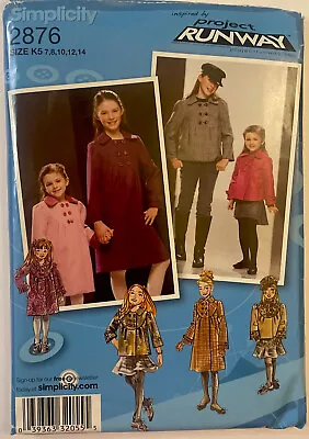 Simplicity Sewing Pattern 2876 Project Runway Childs Coat Jacket Hat Size 7-14 • $6