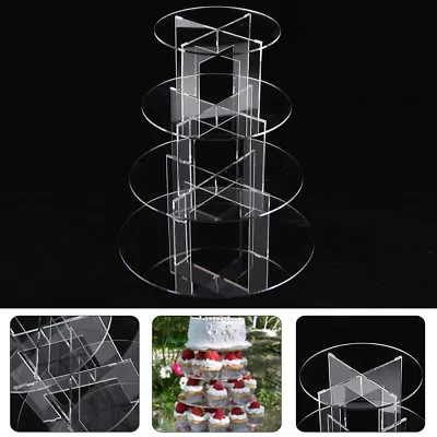 £10.49 • Buy 4 Tier Level Round Cupcake Stand Dessert Tower Clear Acrylic Display Cake Stand