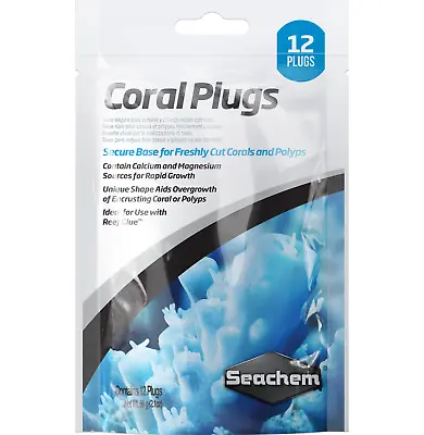 Seachem Coral Frag Plugs (12 Pack) Reef Marine Polyp Invert Growth Grow Base • £5.99