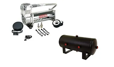 Viair 444C Single Chrome Compressor W/ 2 Gallon 6 Port Steel Air Tank • $254.40