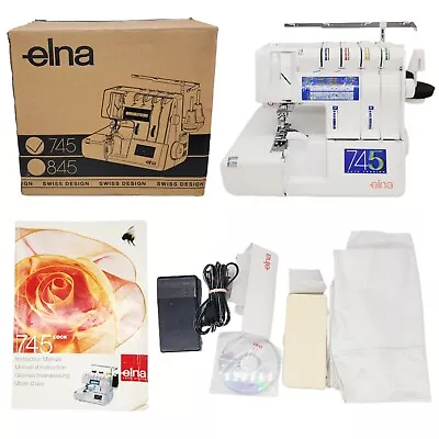 Elna 745 Five-Thread Serger & Cover Stitch Machine Box Manual Pedal Accessories • $799.99