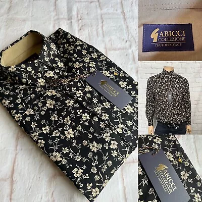 Gabicci Casual Shirt Size Medium W02 Black Floral Design BNWT • £24.99