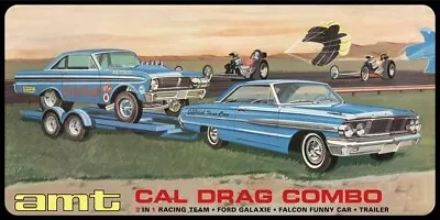Amt 1223 Cal Drag Combo 64 Ford Galaxie Trailer And 65 Falcon Funny Car Model • $53.09