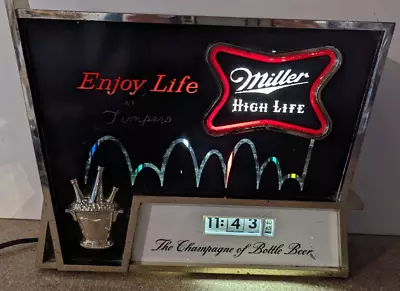 Enjoy Life Miller High Life Beer Bouncing Ball Clock Motion Sign Works 12.5x10  • $169.99