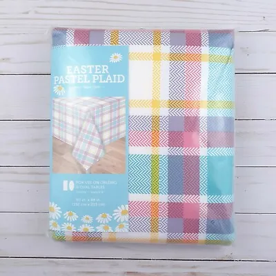 Vinyl Tablecloth Pastel Plaid Camping Picnic Party 60x84 • $11.69