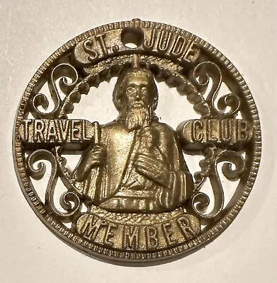 Vintage St. Jude Shrine Travel Club Member Gold Plastic Medallion Fob Baltimore • $2.99