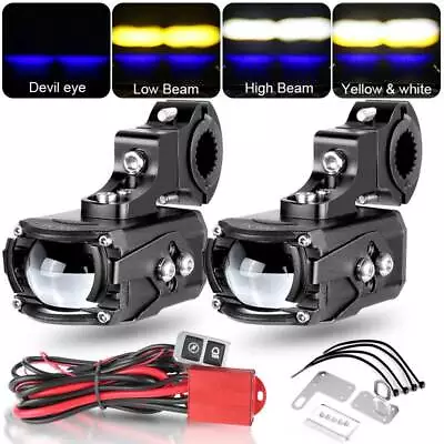 100W 10000LM LED Motorcycle Driving Fog Spot Light Auxiliary Lamp White+Amber • $109.98