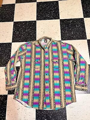 Vintage 90's Karman Western Aztec Southwest Men's Button Up Shirt XL • $29.99