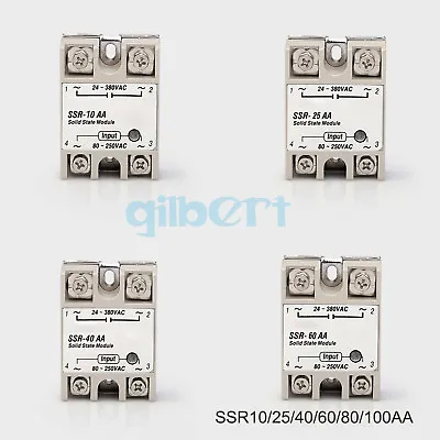 SSR Single-phase Solid State Relay 10-100A AC-AC Input 80-280VAC Load 24-380VAC • $9.33