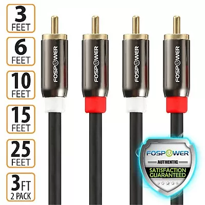 FosPower 3 6 10 15 25 FT Gold Plated RCA Male L/R Stereo Audio Cable Cord Plug • $14.99