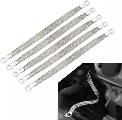 5Pcs 8  X 1/2  Braided Ground Straps Tinned Copper Ground Strap Automotive With • $23.53