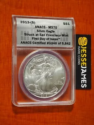 2013 (s) American Silver Eagle Anacs Ms70 Fdoi Struck At The San Francisco Mint • $32