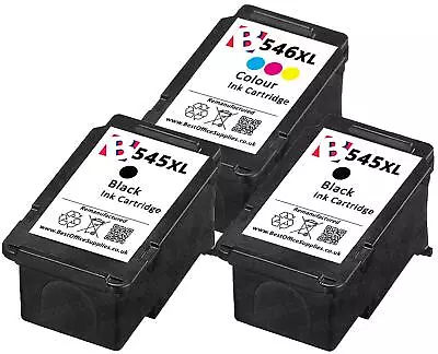 2 X PG-545XL & 1 X CL-546XL Black & Colour 3 Pack Ink Fits Canon Pixma MG2500 • £44.45