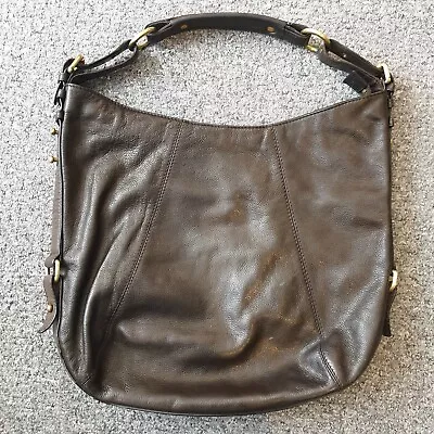 M&S AUTOGRAPH Dark Brown LEATHER SHOULDER BAG Tote PADDED STRAP Roomy LUXURY • £18