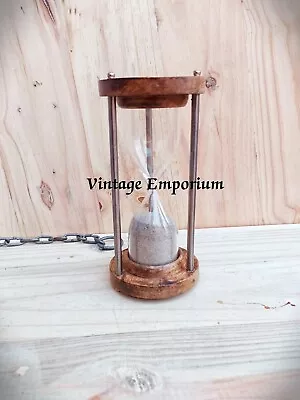 Nautical Maritime Hour Glass Vintage Sand Clock Gift Wooden Sand Timer Hourglass • $36.40